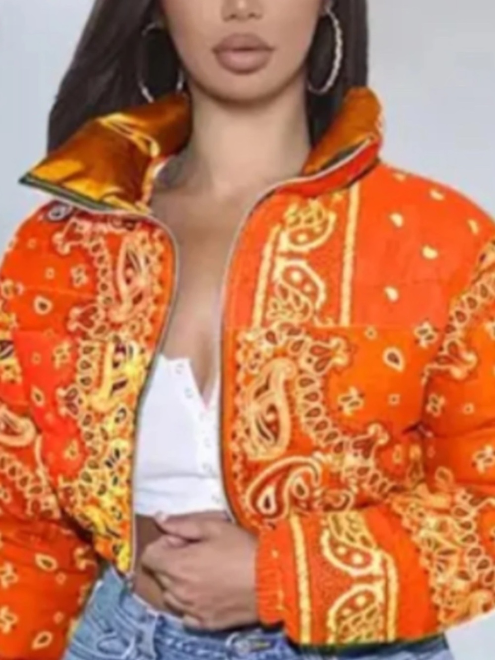 Paisley Print Cropped Jacket